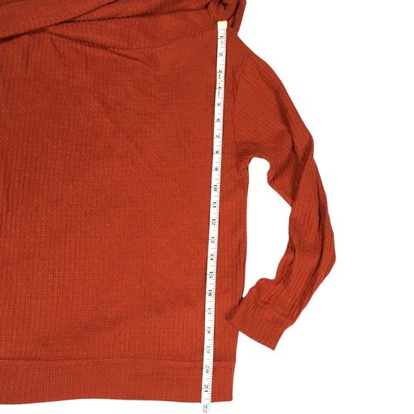 UO Out From Under Carlee Thermal Sweater Top Cowl Neck Orange Long Sleeve XS - Picture 5 of 12